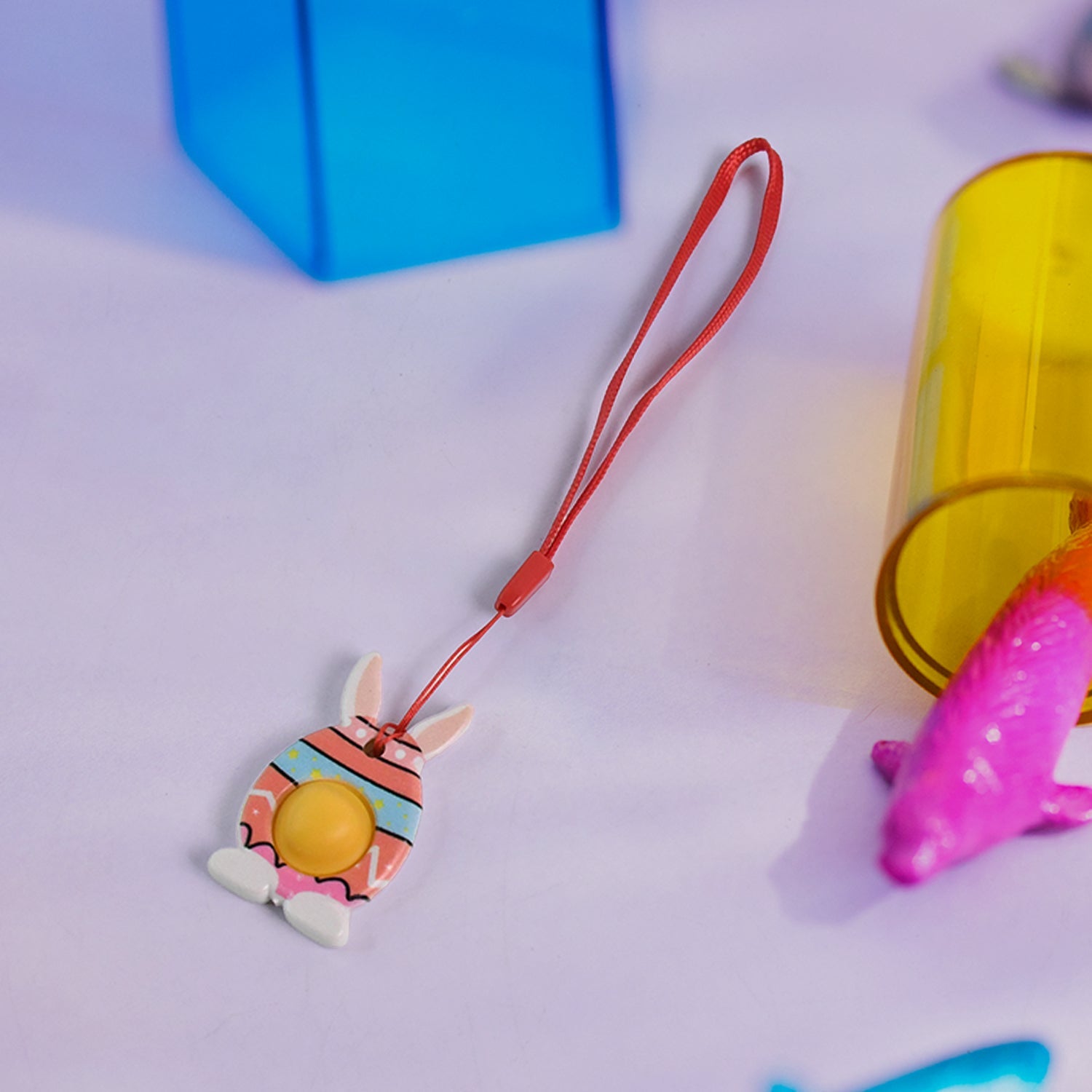 Cute Bunny-Shaped Pop It Fidget Toy Keychain (1 Pc) Cute Bunny-Shaped Pop It Fidget Toy Keychain (1 Pc)